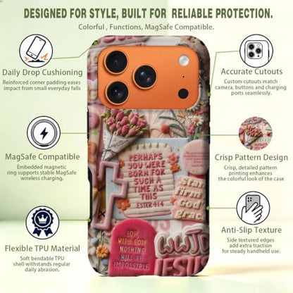 Compatible with iPhone 18 Pro/iPhone 17 Pro Case,Wireless Charging Compatible,Patented 2‑in‑1 Dual‑Layer Protection,Hot Transfer Print Hard Shell Cover - Bible Verse Aesthetics - color: Bible verse aesthetics, size: iPhone 18 Pro/iPhone 17 Pro