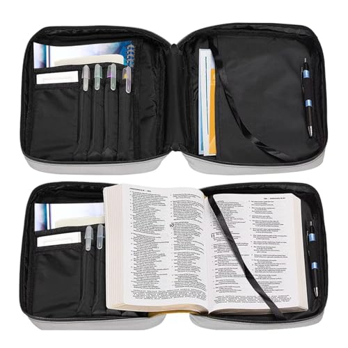 Bible Cover Church Carrying Book Case Polyester Bible Protective with Pen Slots and Zippered Pocket Customizable - color: Black Brown Horse