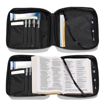 Bible Cover Church Carrying Book Case Polyester Bible Protective with Pen Slots and Zippered Pocket Customizable - color: Black Brown Horse