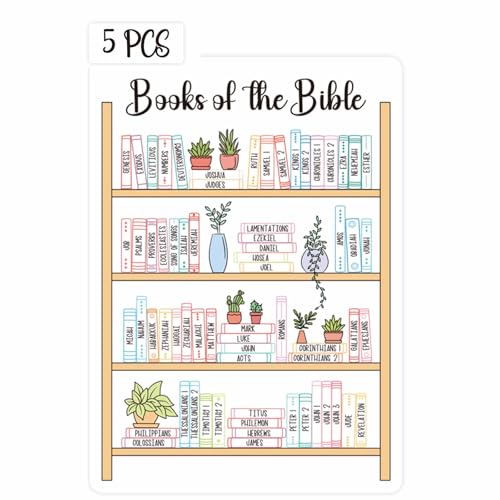OCQOTAT Books of the Bible Tracker Sticker –Bible Books Shelf Coloring Page, Bible Reading Tracker, Customizable Dashboard Stickers for Scripture Study, Tracking, and Bible Organization(Color) - color: Colorful Books of the Bible Stickers 5pcs