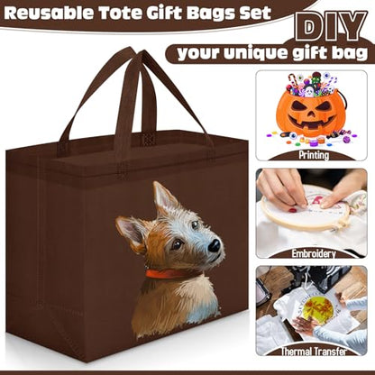 Windyun Reusable Grocery Bags Non Woven with Handles - color: Brown