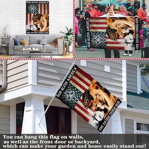 One Nation Under God Patriotic God Bless America Christian Jesus American Flag 3x5 Double Sided 4th of July Memorial Day Easter Outdoor House Decoration Banner