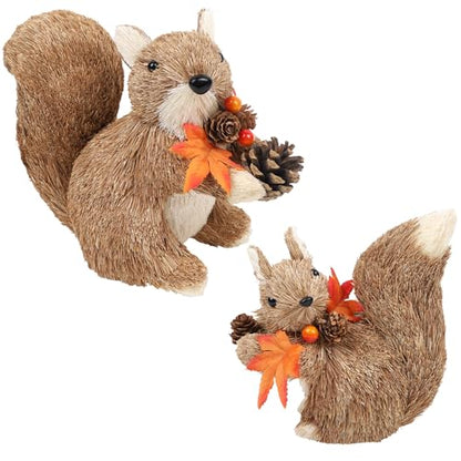 winemana Set of 2 Fall Decorations for Home Squirrels Table Decor - style: style 3