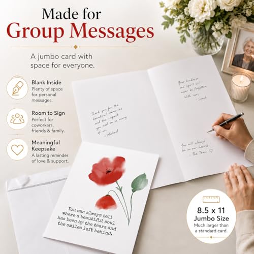 Andaz Press Jumbo Sympathy Card with Envelope, Sorry For Your Loss Card, A Beautiful Soul, Premium Condolences Card with Big Blank Space to Send to Friends, Family, 8.5" x 11", 1-Pack - color: A Beautiful Soul