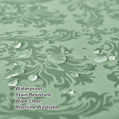 SASTYBALE Flower Jacquard Rectangle Tablecloth 60 x 102 Inch, Sage Green - color: Sage Green, size: 102" x 60" (Rectangular)