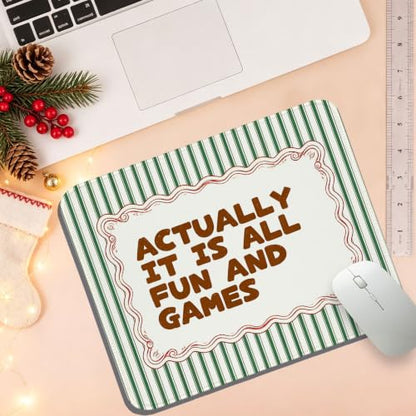 UTELKA Actually It is All Fun and Games Mouse Pad, Green Red Mousepad - color: Actually It Is All Fun And Games, size: 10.2L x 8.2W inches