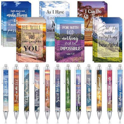 Colarr 24 Pcs Christian Women Gifts Bible Pens Notebooks, Scenery - style: Scenery