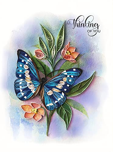 Thinking of You Butterfly Card, 5in x 7in, Blank Inside, Envelope Included, Perfect for Birthdays, Thank You, Anniversaries - color: Butterfly Thinking Of You