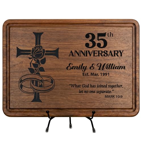 Personalized Christian Wedding Anniversary Cutting Board Gifts for Couples, Bible Verse Anniversary Present for Wife: 5th 10th 25th 35th 45th 50th 60th Silver Golden Diamond Anniversay Gift for Her