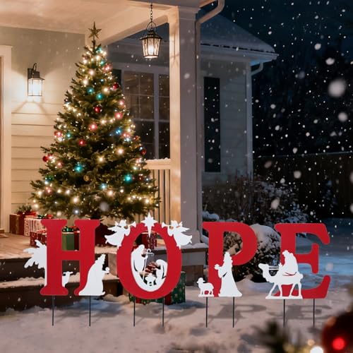 Bshine Christmas Hope Outdoor Garden Stake, 4 Pack Yard Sign Decor Stake - size: 16.8" Hope