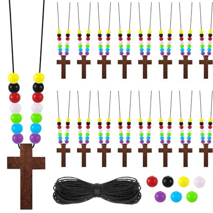 Kathfly 261 Pcs Wood Cross Necklace, Sunday School Crafts for Kids, Camel - color: Camel