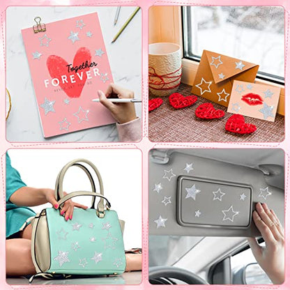 Epakh 84 Pcs Silver Star Stickers, Glitter Bling Rhinestone Sticker - color: Silver, size: Star