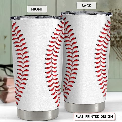 SANDJEST Baseball Tumbler Cup 20oz Stainless Steel Insulated Travel Mug Tumblers Cup Baseball Gift for Women Men Mom Gifts for Birthday Christmas - color: Baseball