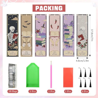 INSYOHO Halloween Gothic Diamond Art Bookmarks Kit for Adults Kids - color: Gothic Skeleton