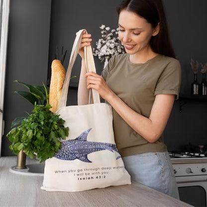 FBB Christian What's the Best that Could Happen Inspirational Tote Bag - color: When You Go Through Deeo Waters,i Will Be With You