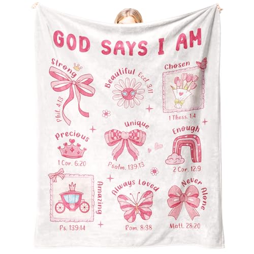 Baptism Gifts for Girl Christening, Christian Gifts for Girls, Flannel Soft Girl Blanket Decor, Christian Gift for Women on Birthday Christmas, Bible Verse Scripture Prayer Blanket - 60" x 80" - size: 60'' × 80''
