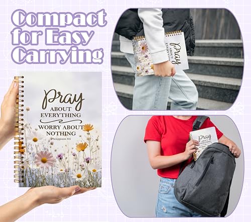 Welshower Daisy Floral Christian Spiral Notebook Journal, Bible Verse Notebook for Note Taking, Philippians 4:6 Bible Scripture Journal, Religious Prayer Journals for Woman, 5.5x8.3 Inch - color: Prayer Blank Book 06