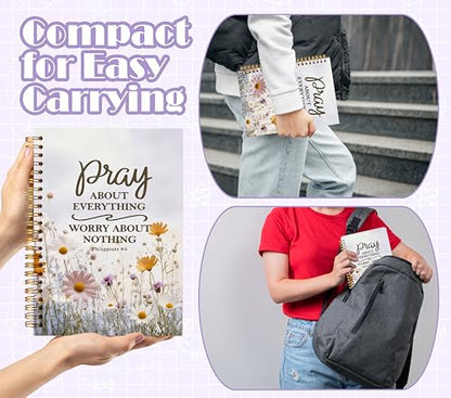 Welshower Daisy Floral Christian Spiral Notebook Journal, Bible Verse Notebook for Note Taking, Philippians 4:6 Bible Scripture Journal, Religious Prayer Journals for Woman, 5.5x8.3 Inch - color: Prayer Blank Book 06