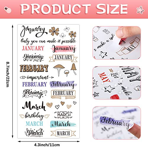 Eaasty 24 Sheets Monthly Planner Stickers for Calendars Journaling Creative