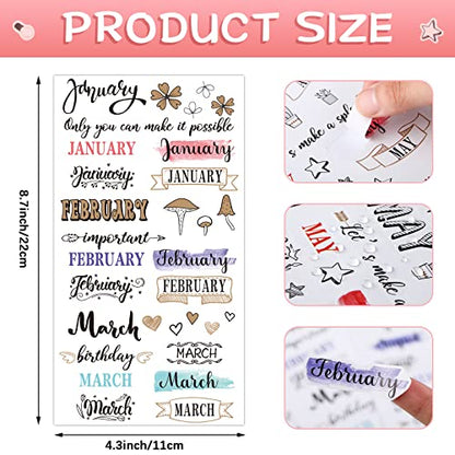 Eaasty 24 Sheets Monthly Planner Stickers for Calendars Journaling Creative