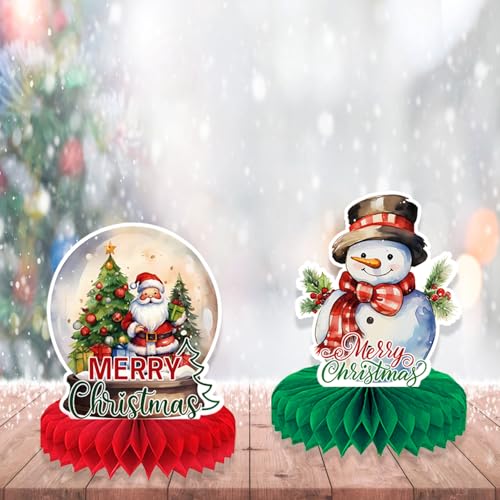 Christmas Table Decorations Christmas Honeycomb Table Centerpieces for Christmas Party Decorations, 9 Pcs