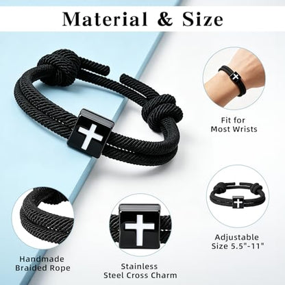 Christian Bible Verse Cross Bracelet for Men Teen - color: PHILIPPIANS 4:13