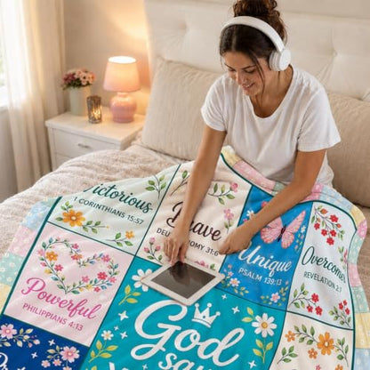 Christian Faith Blanket 50×60in God Says You Are Bible Verse Throw Blanket - color: Christian Blanket-05