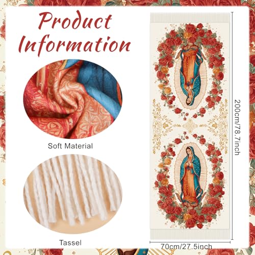 The Virgin Mary Bible Verse Shawls for Women, Catholic Christian Blanket Scarf Gifts or Mom Teacher Christmas - color: Red