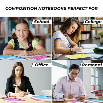Rosmonde 1000 Pack Composition Notebooks Bulk, Wide Ruled, Assorted Marble - size: 1000 Pack
