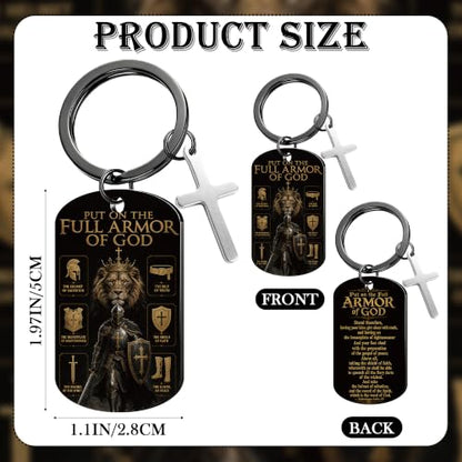 Keychain for Men Boys, Dog Tag Style Key Chain, Black Key Rings Birthday Christmas Veteran Day Gifts - style: Armor of God B