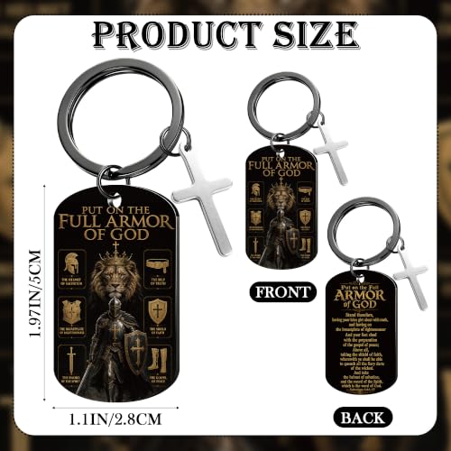 Keychain for Men Boys, Dog Tag Style Key Chain, Black Key Rings Birthday Christmas Veteran Day Gifts - style: Armor of God B