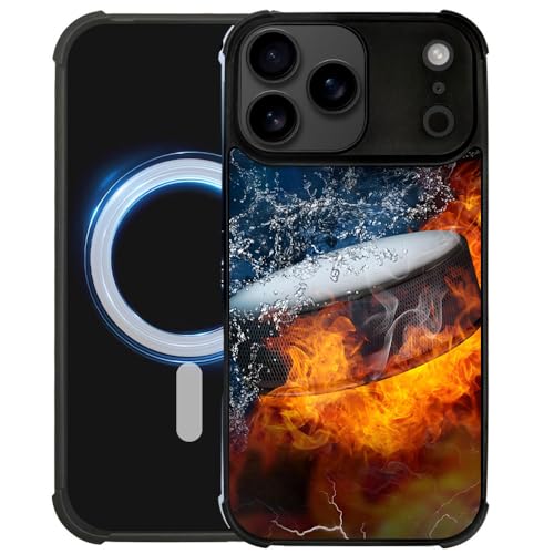 DAIZAG Case for iPhone 17 Pro Max,[Compatible with Magsafe] Air-Guard Corners Shockproof Soft Phone Cover for Boy Men Gift,Ice Fire Hockey - color: Ice Fire Hockey, size: iPhone 17 Pro Max