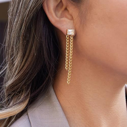 Gold Dangle Earrings for Women，Tassel Hoop Earrings with Charms - color: G