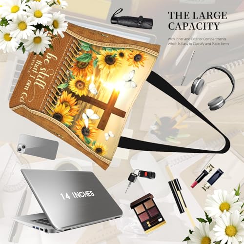 Bible Tote Bags For Women Religious Church Bag Christian Tote Bags Inspirational For Women Organizer Christian Gift - color: Bible Cross
