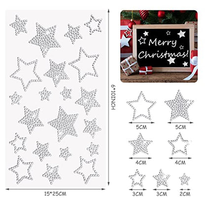 Epakh 84 Pcs Silver Star Stickers, Glitter Bling Rhinestone Sticker - color: Silver, size: Star