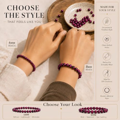 Cherry Tree Collection 100PCS 6mm Pink Tiger Eye Round Bead Craft Kit - color: pink tiger eye, size: 6mm