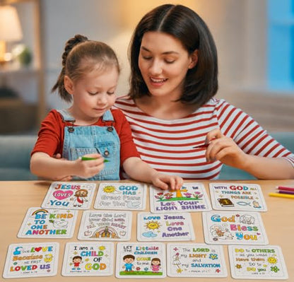 Cinrobiye 24 Pcs Christian Coloring Jigsaw Puzzle Crafts Bulk DIY Religious Inspirational Bible Activities Jesus Loves You Faith Art Projects for VBS Sunday School Church Party Favors - color: Christian