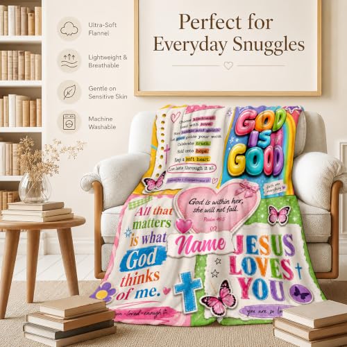 Custom Kids Blanket Gift, Personalized God Theme Blanket for Bedroom - color: Yellow
