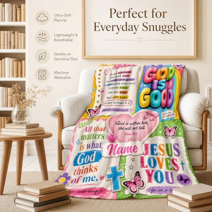 Custom Kids Blanket Gift, Personalized God Theme Blanket for Bedroom - color: Yellow