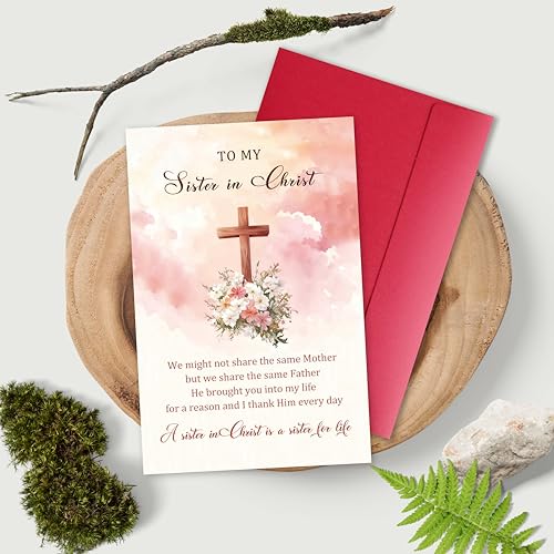 Christian Sister Greeting Card, Inspirational Religious Card for Women, Birthday, Encouragement, or Best Friend Gift, Bible Verse Keepsake for Sister in Christ - color: Sister in Christ