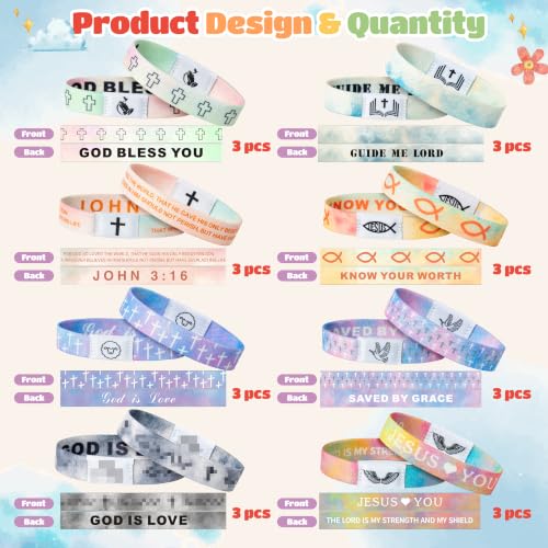 EYxsaxenk Colorful Religious Scripture Daily Bible Verse NFC Bracelets Set - color: Rainbow