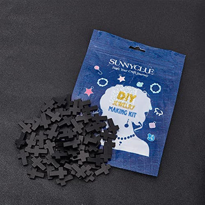 SUNNYCLUE 200Pcs Wood Cross Charm Pendants Natural Wooden Small Cross Charms Pendants with Hole for Party Favors Necklace Jewelry Making DIY Craft Handmade Accessories Easter Holiday, Black - color: 200Pcs Black 22x15mm