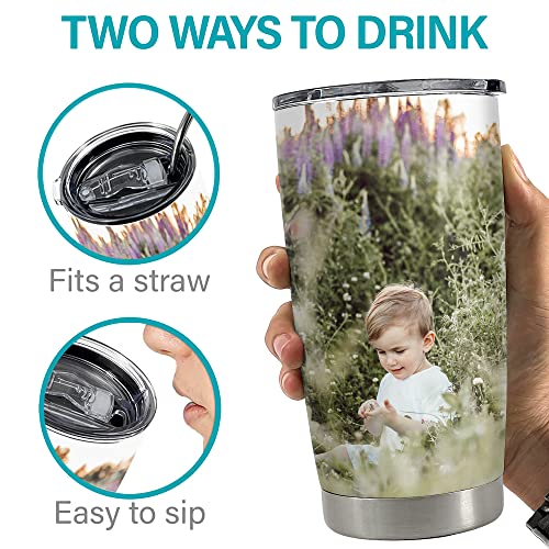 Personalized Photo Tumbler With Lid Custom Photo 20oz 30oz Tumblers with Lid Gift for Family Mom Dad Couple Best Friends Christmas Birthday Anniversary - color: Photo 2