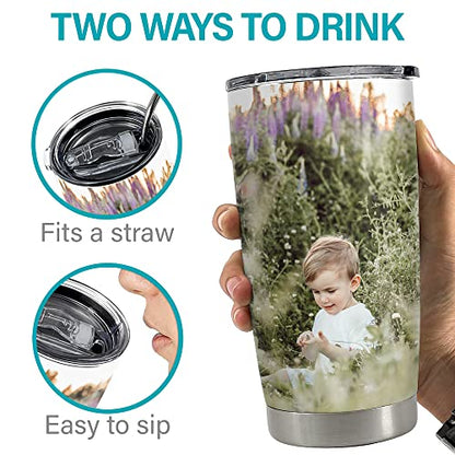 Personalized Photo Tumbler With Lid Custom Photo 20oz 30oz Tumblers with Lid Gift for Family Mom Dad Couple Best Friends Christmas Birthday Anniversary - color: Photo 2