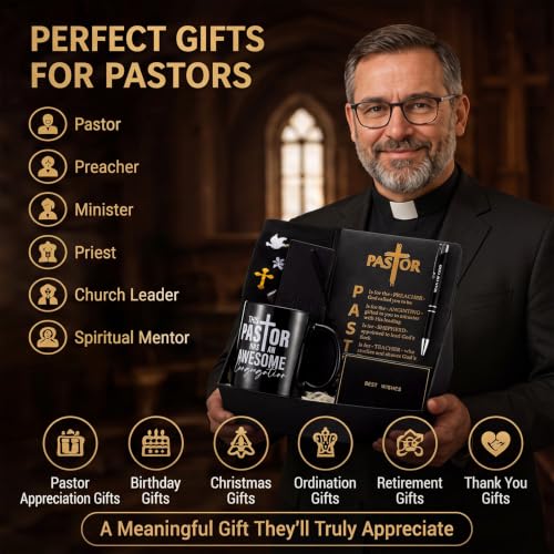 7 Pcs Pastor Appreciation Gifts for Men, Black - color: Black