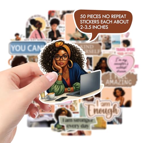 Black Girl Scrapbook Stickers - 50 Pcs Vision Board Supplies - color: Multicolor