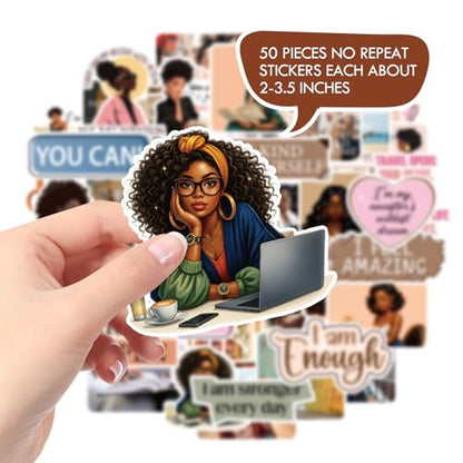 Black Girl Scrapbook Stickers - 50 Pcs Vision Board Supplies - color: Multicolor