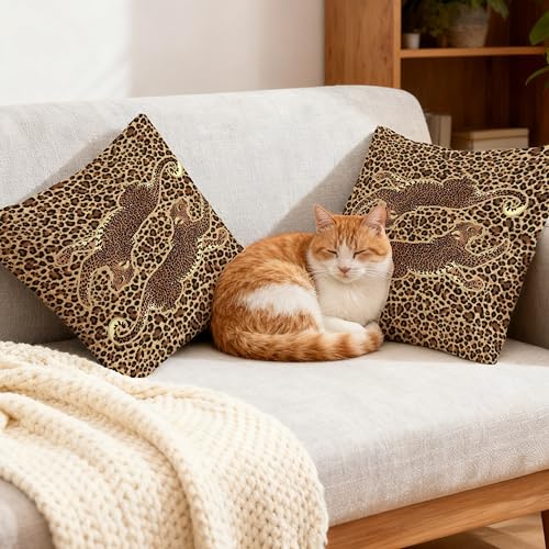 Trendy Abstract Funny Leopard Pillow Cover 18x18, Cheetah Print Room Decor, Maximalist Funky Y2K Retro Cheetah Animal Decorative Throw Pillow Cover for Home Bedroom Living Room - color: Color-10