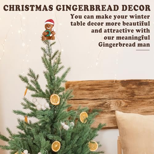 Namalu Mini Christmas Tree Topper Small Gingerbread Man Treetop for Christmas Tree 4 Inch Gingerbread Ornaments Decorative for Home Xmas Wine Bottle Wedding Bridal Shower Holiday Party Decorations - style: Gingerbread Man