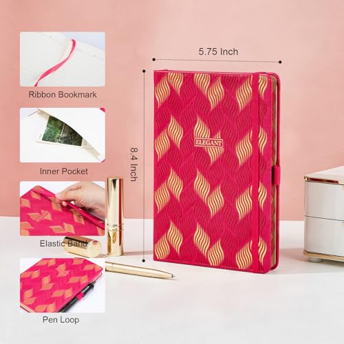 Comix Pretty Lined Journal for Women, 192 Pages, 100GSM Paper, 5.5" x 8.3" - color: Red